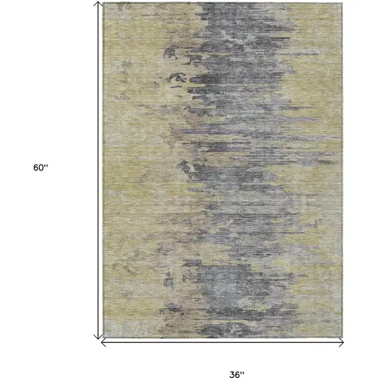 Pewter Silver And Gray Abstract Washable Indoor Outdoor Area Rug Photo 3