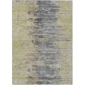 Photo of Pewter Silver And Gray Abstract Washable Indoor Outdoor Area Rug