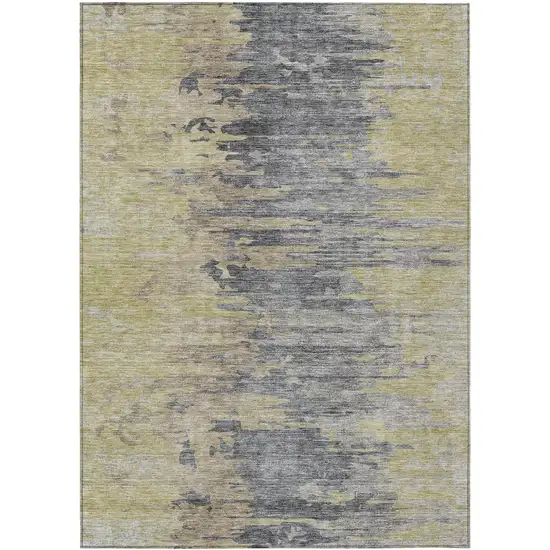 Pewter Silver And Gray Abstract Washable Indoor Outdoor Area Rug Photo 1