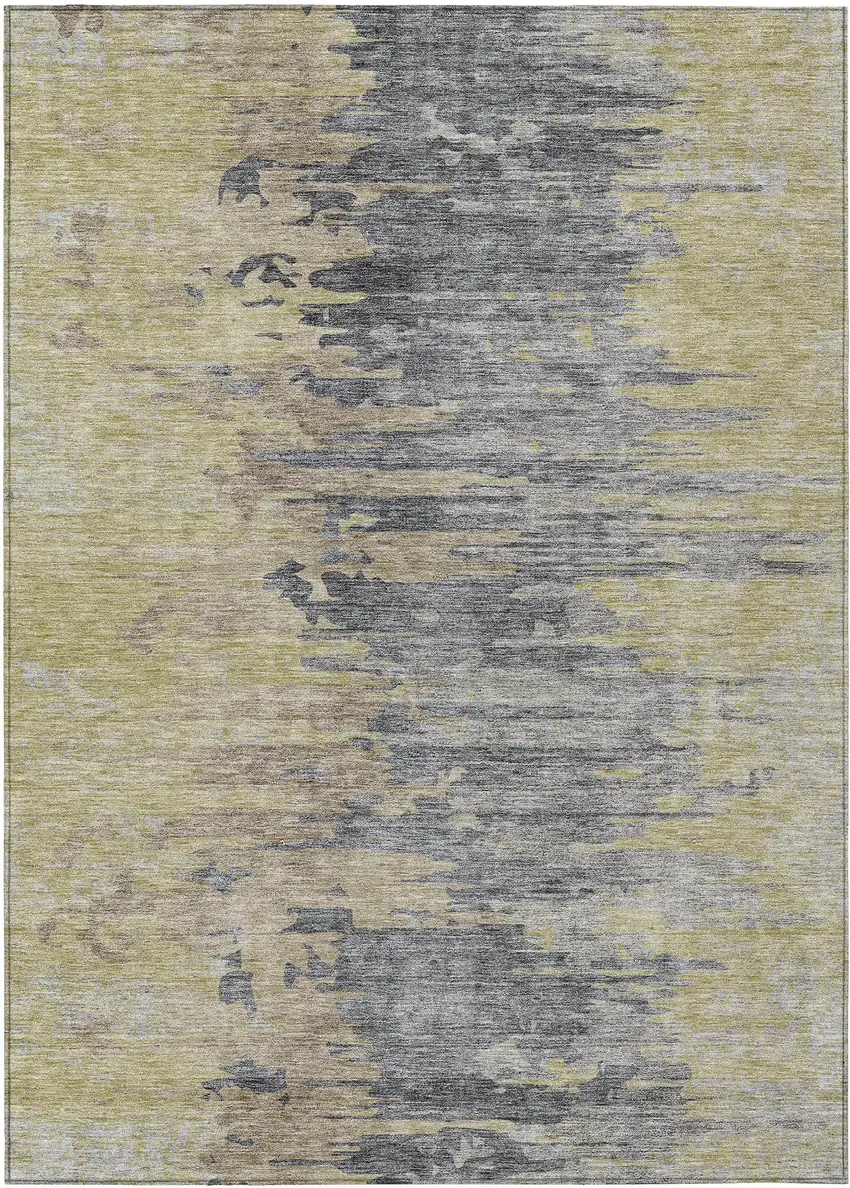 Pewter Silver And Gray Abstract Washable Indoor Outdoor Area Rug Photo 1