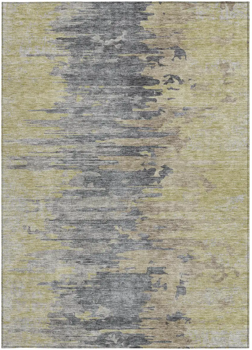 Pewter Silver And Gray Abstract Washable Indoor Outdoor Area Rug Photo 5