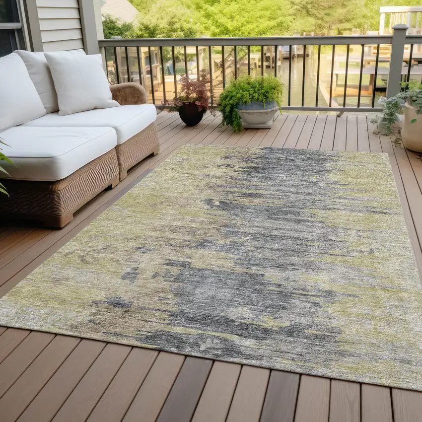 Pewter Silver And Gray Abstract Washable Indoor Outdoor Area Rug Photo 7