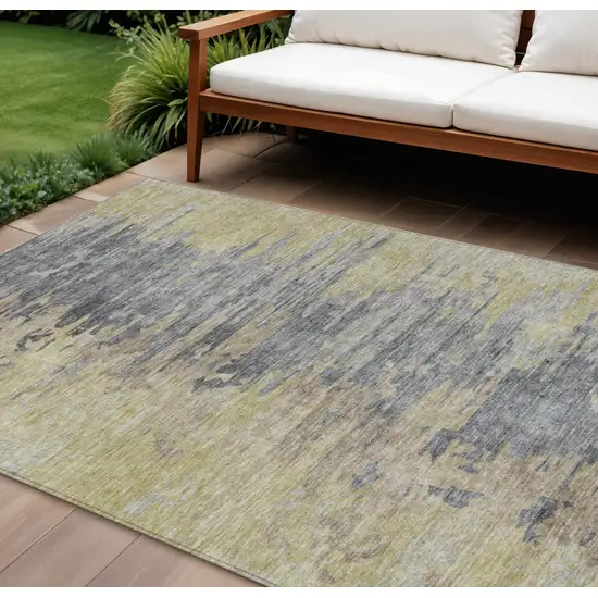 Pewter Silver And Gray Abstract Washable Indoor Outdoor Area Rug Photo 1
