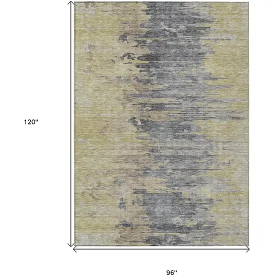 Pewter Silver And Gray Abstract Washable Indoor Outdoor Area Rug Photo 3