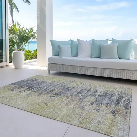 Pewter Silver And Gray Abstract Washable Indoor Outdoor Area Rug Photo 9