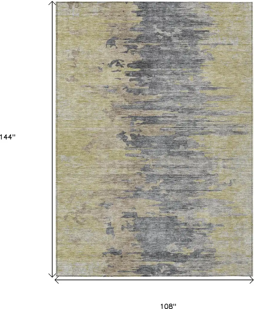Pewter Silver And Gray Abstract Washable Indoor Outdoor Area Rug Photo 3