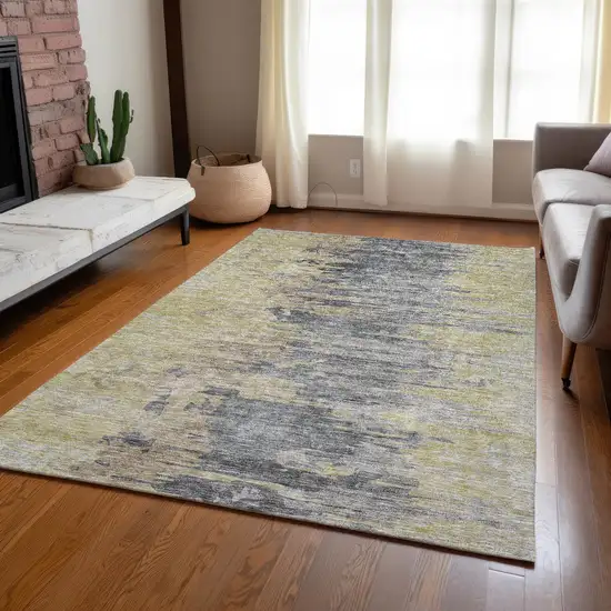 Pewter Silver And Gray Abstract Washable Indoor Outdoor Area Rug Photo 8