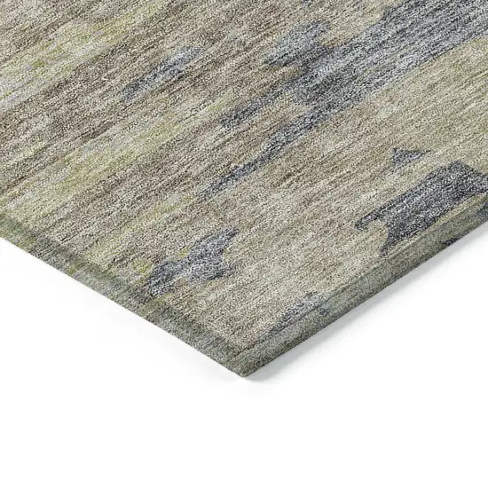 Pewter Silver And Gray Abstract Washable Indoor Outdoor Area Rug Photo 3