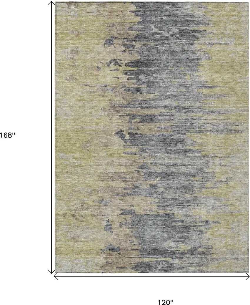Pewter Silver And Gray Abstract Washable Indoor Outdoor Area Rug Photo 3