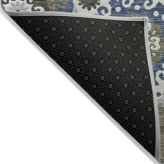 Pewter Silver And Gray Floral Medallion Washable Indoor Outdoor Area Rug Photo 2