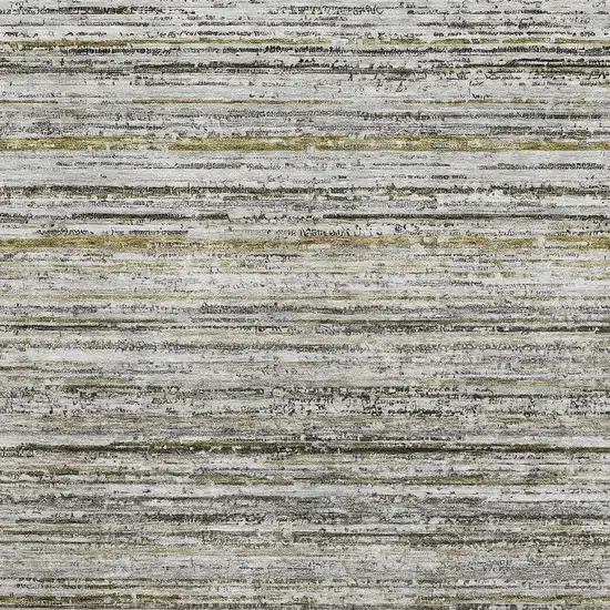 Pewter Silver And Gray Striped Washable Area Rug With UV Protection Photo 2