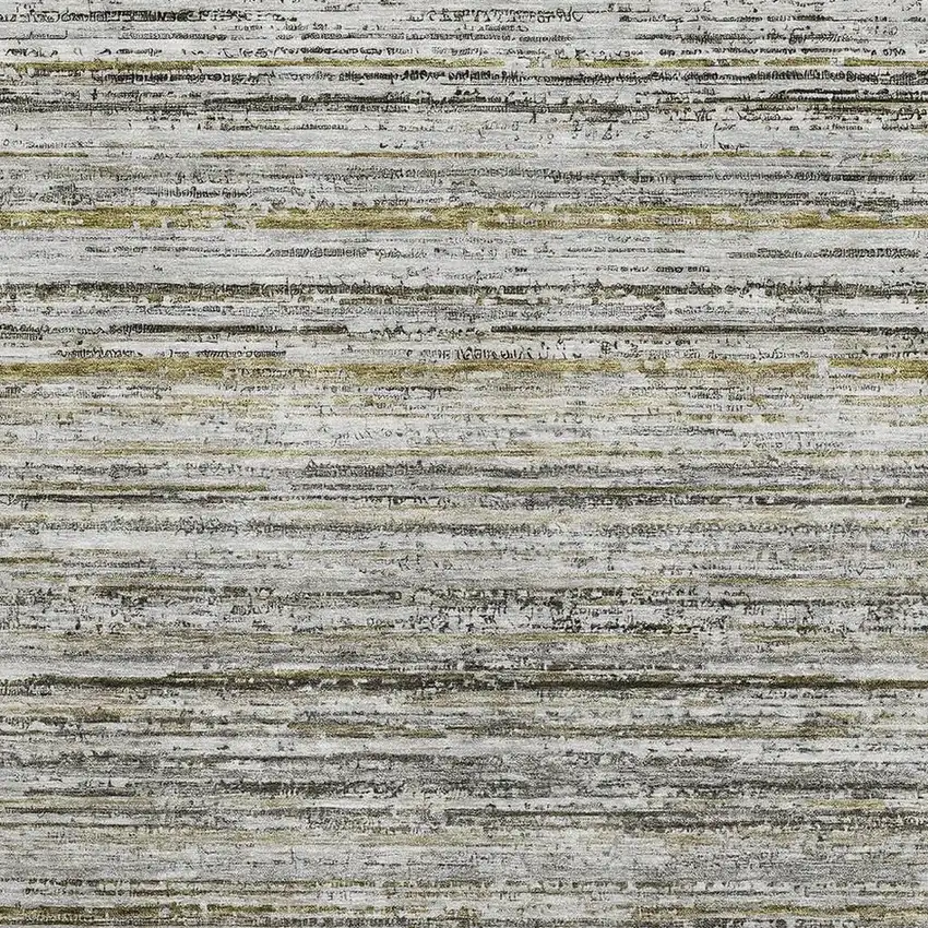 Pewter Silver And Gray Striped Washable Area Rug With UV Protection Photo 2