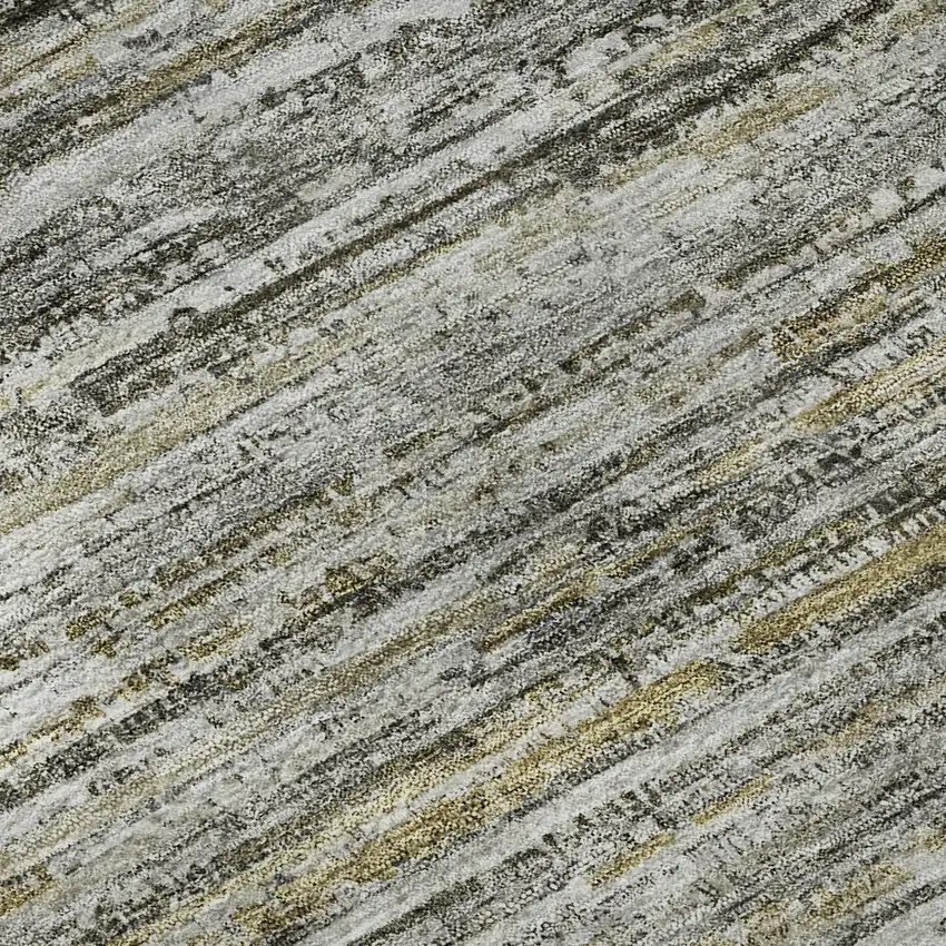 Pewter Silver And Gray Striped Washable Area Rug With UV Protection Photo 9