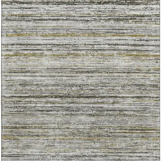 Pewter Silver And Gray Striped Washable Area Rug With UV Protection Photo 3