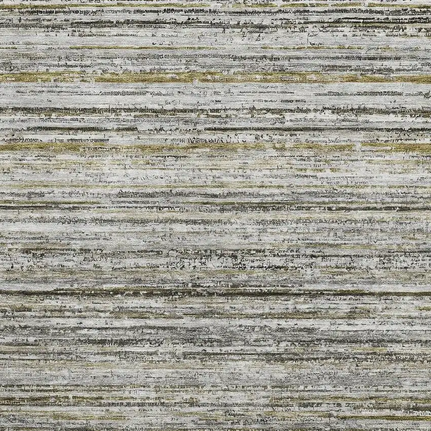 Pewter Silver And Gray Striped Washable Area Rug With UV Protection Photo 2