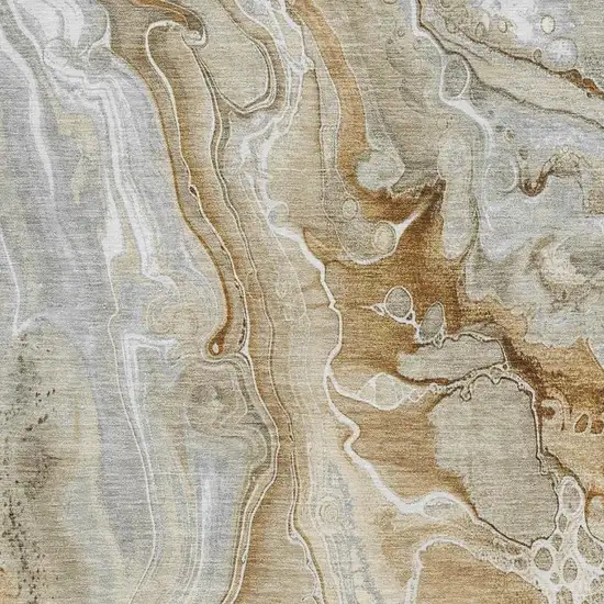 Pewter Tan And Ivory Abstract Washable Area Rug With UV Protection Photo 2