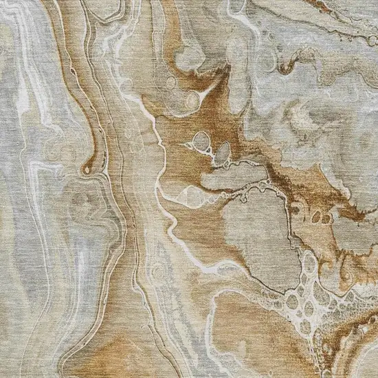 Pewter Tan And Ivory Abstract Washable Area Rug With UV Protection Photo 2