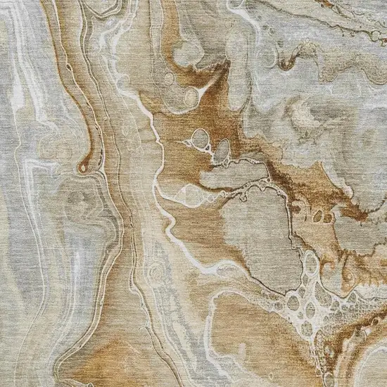 Pewter Tan And Ivory Abstract Washable Area Rug With UV Protection Photo 2