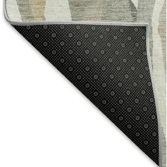 Pewter Wheat And Ivory Striped Washable Indoor Outdoor Area Rug Photo 4