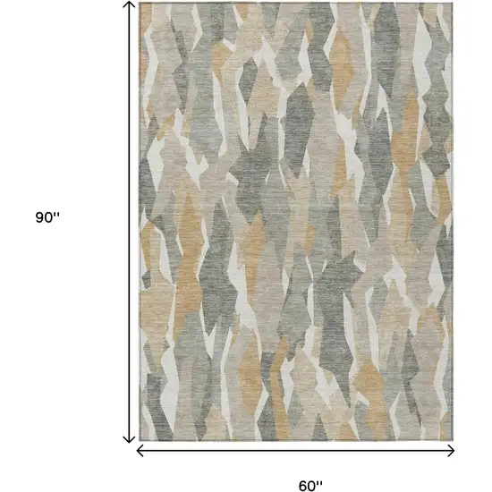 Pewter Wheat And Ivory Striped Washable Indoor Outdoor Area Rug Photo 3