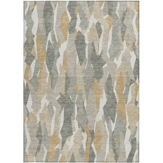 Pewter Wheat And Ivory Striped Washable Indoor Outdoor Area Rug Photo 4