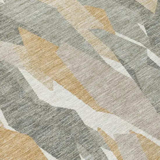 Pewter Wheat And Ivory Striped Washable Indoor Outdoor Area Rug Photo 8