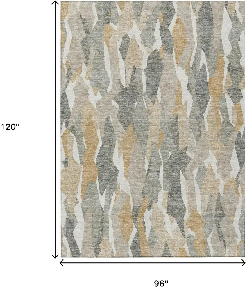 Pewter Wheat And Ivory Striped Washable Indoor Outdoor Area Rug Photo 3