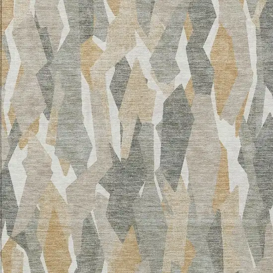 Pewter Wheat And Ivory Striped Washable Indoor Outdoor Area Rug Photo 7