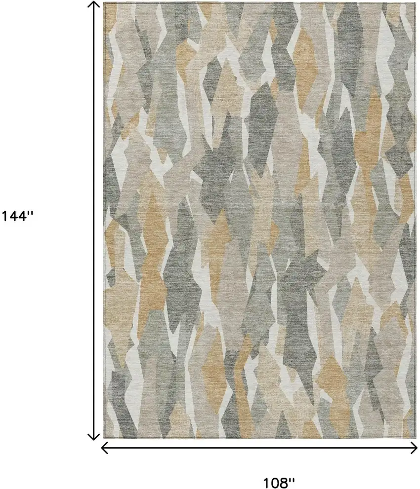 Pewter Wheat And Ivory Striped Washable Indoor Outdoor Area Rug Photo 3