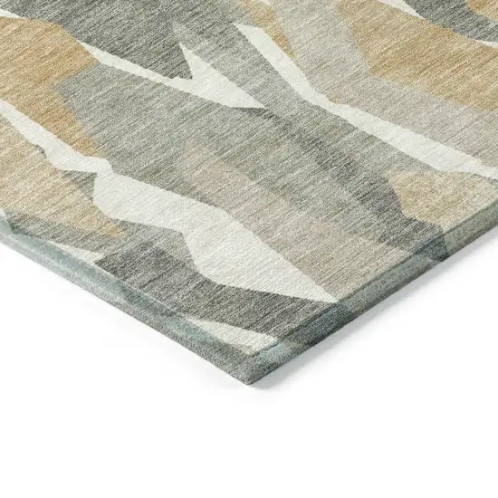 Pewter Wheat And Ivory Striped Washable Indoor Outdoor Area Rug Photo 6