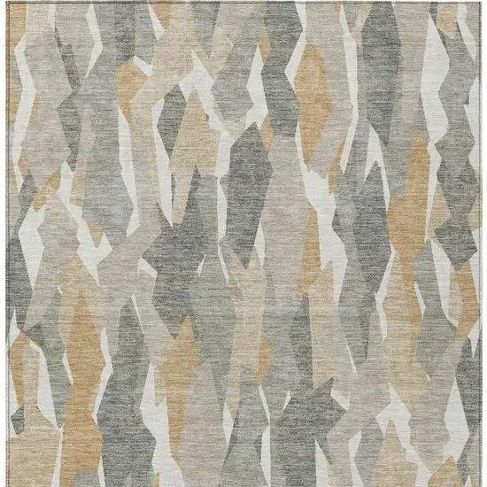 Pewter Wheat And Ivory Striped Washable Indoor Outdoor Area Rug Photo 7