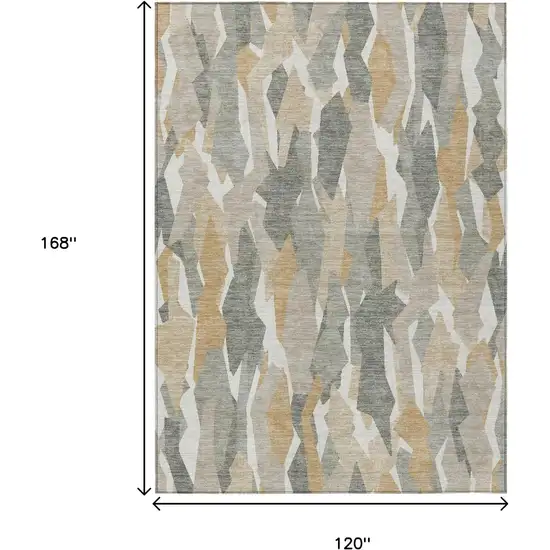 Pewter Wheat And Ivory Striped Washable Indoor Outdoor Area Rug Photo 3