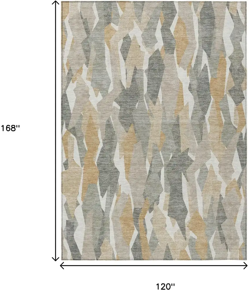 Pewter Wheat And Ivory Striped Washable Indoor Outdoor Area Rug Photo 3