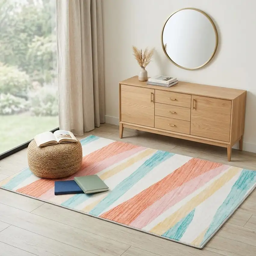 Pink Abstract Area Rug Photo 1