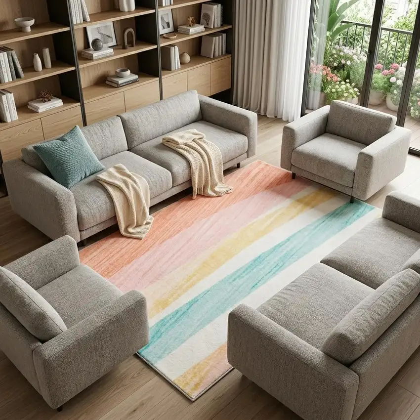 Pink Abstract Area Rug Photo 1