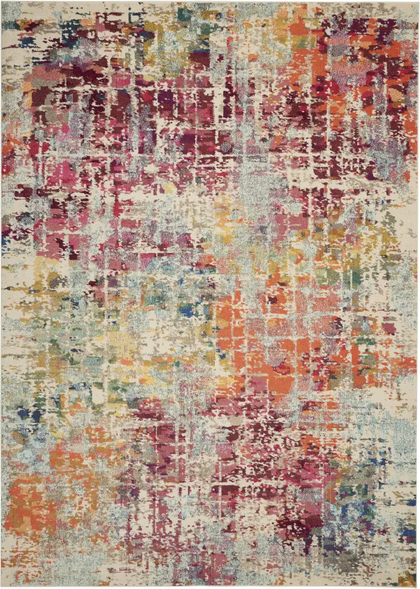 Pink Abstract Distressed Area Rug Photo 7
