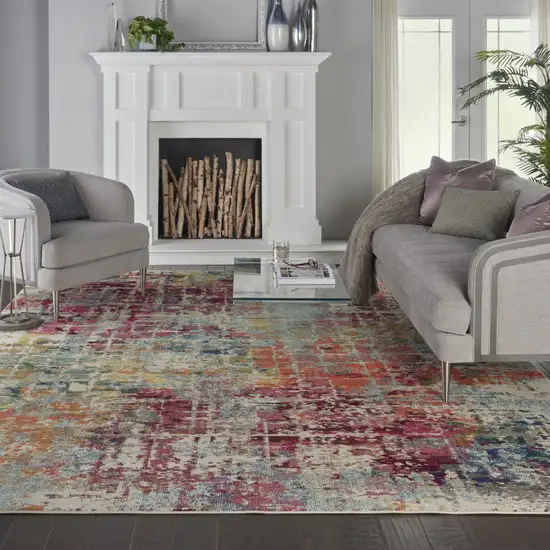 Pink Abstract Distressed Area Rug Photo 4