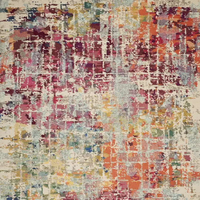 Pink Abstract Distressed Area Rug Photo 9