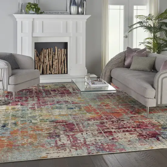 Pink Abstract Distressed Area Rug Photo 6