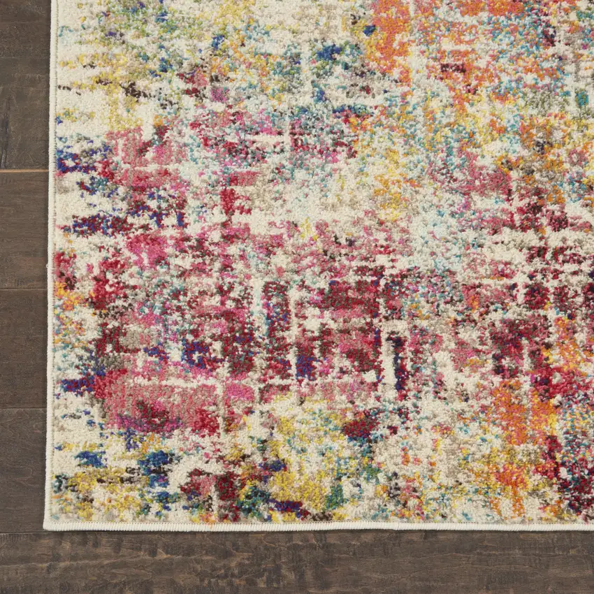 2' X 6' Pink Abstract Power Loom Distressed Non Skid Area Rug Photo 9