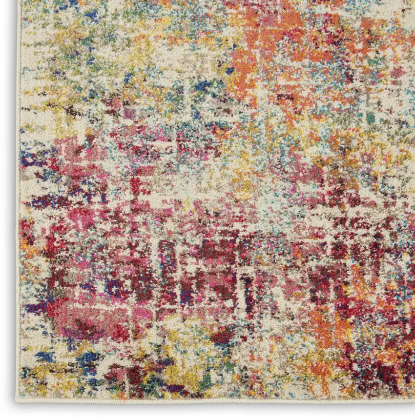 Pink Abstract Power Loom Distressed Non Skid Area Rug Photo 9