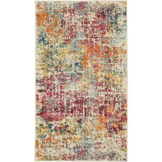 Pink Abstract Power Loom Distressed Non Skid Area Rug Photo 1