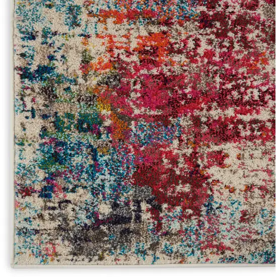 Pink Abstract Power Loom Distressed Non Skid Area Rug Photo 8