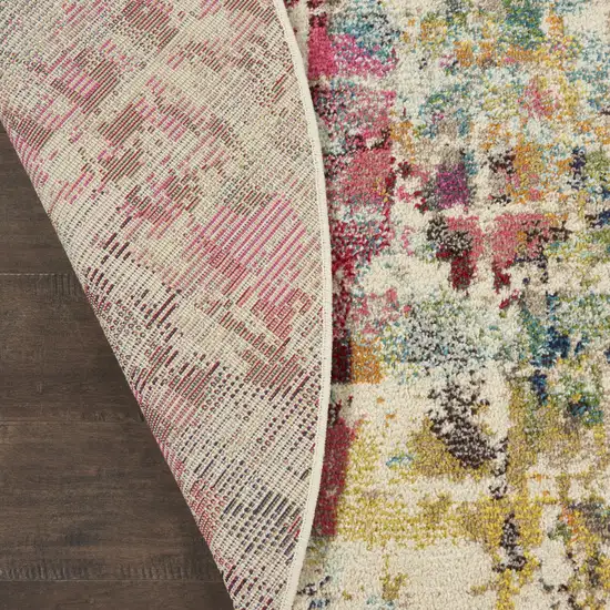 4' Pink Abstract Distressed Round Rug Photo 9