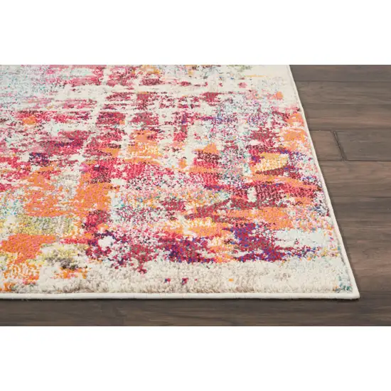 Pink Abstract Power Loom Distressed Non Skid Area Rug Photo 9