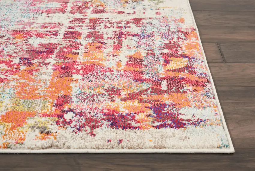 Pink Abstract Power Loom Distressed Non Skid Area Rug Photo 9