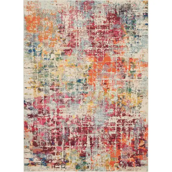 Pink Abstract Power Loom Distressed Non Skid Area Rug Photo 2