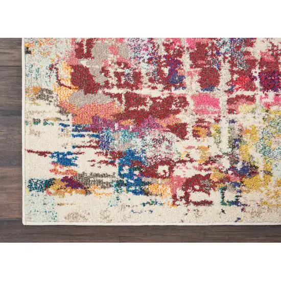 Pink Abstract Power Loom Distressed Non Skid Area Rug Photo 7