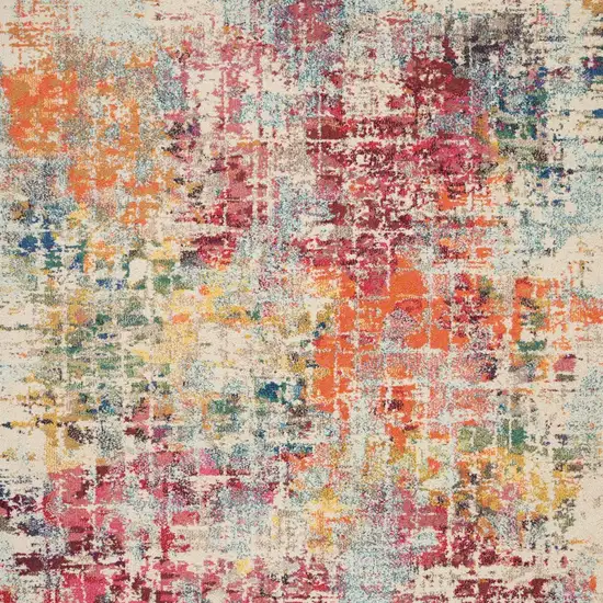 Pink Abstract Power Loom Distressed Non Skid Area Rug Photo 8
