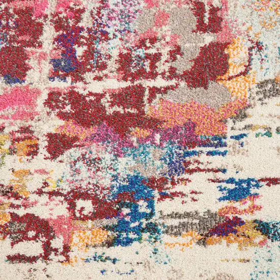 Pink Abstract Power Loom Distressed Non Skid Area Rug Photo 1